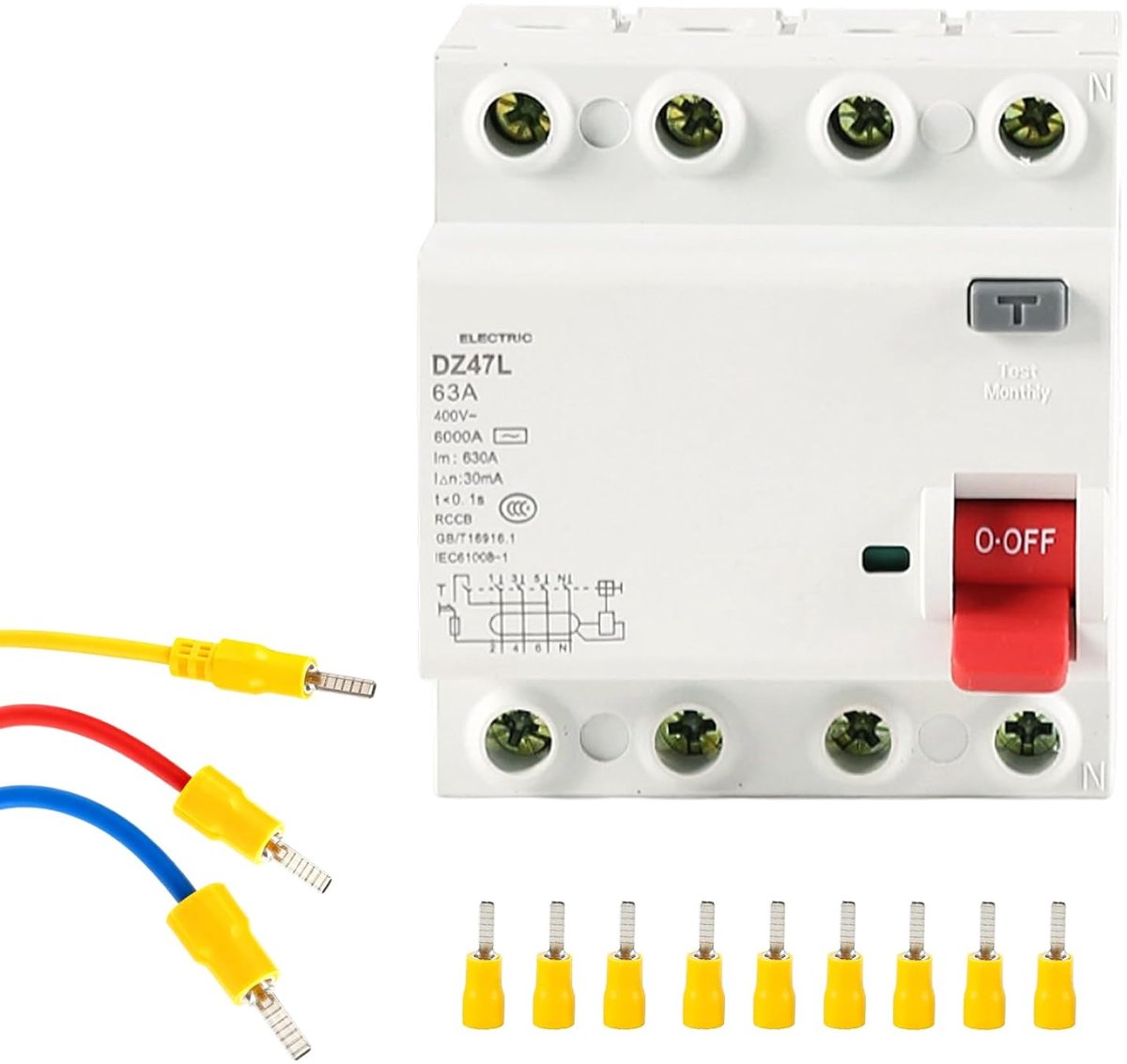 Aardlekschakelaar 4-polig - FI Schakelaar - Industriële Installaties - Type A 30mA - 100A Nominaal