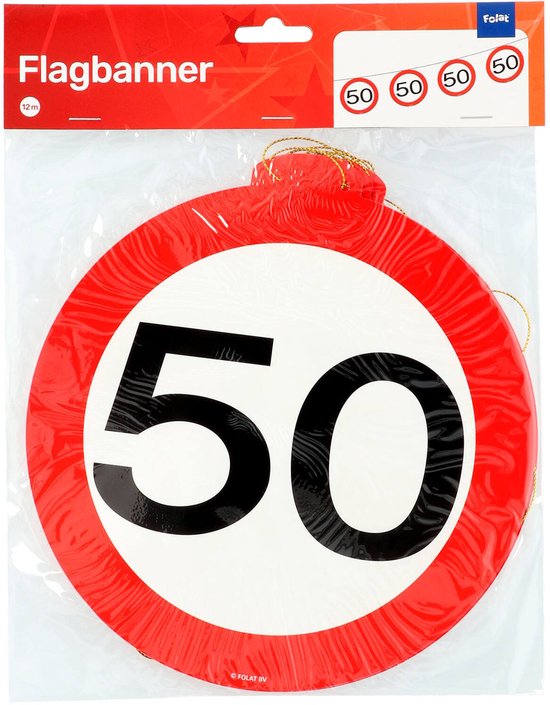 1x décoration de ligne de drapeau 50 ans de panneaux de signalisation 10 mètres