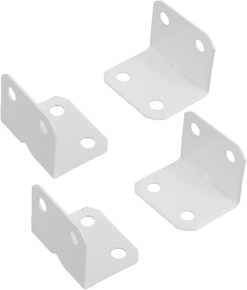 Allecto - Hoekplaat Beugel - Staal - L-vorm - Wit - Meubelbeslag - Carbon Staal - 90 Graden - 4 stuks
