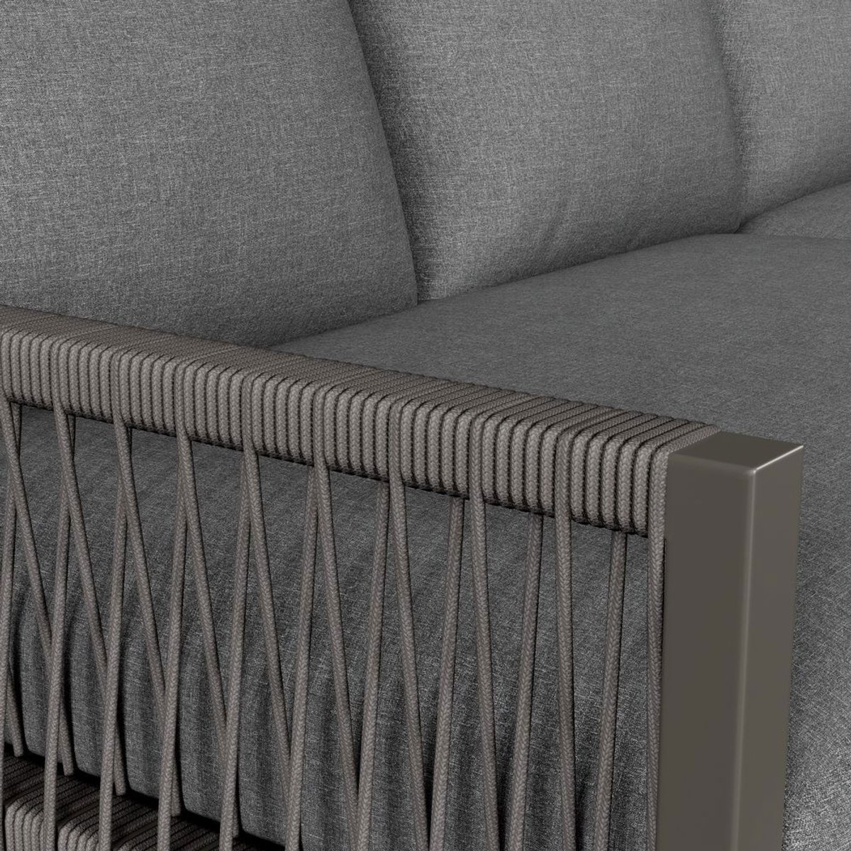 BLACKCOLORS Tuinset, meubelset voor 6-7 personen, hoekbank met gegalvaniseerd ijzeren frame, verstelbare poten, inclusief alle zit- en rugkussens, grijs thumbnail 4