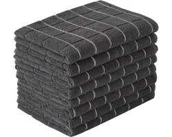 Theedoeken - 8 Stuks - Keukenhanddoek - Microfiber - Blokdoeken - Vaatdoek - Handdoek - Schuurspons - Gastenhanddoek - Handdoeken - Absorberend - Geschikt voor gebruik in huis, keuken, badkamer en hotel - 30x30cm - Zwart