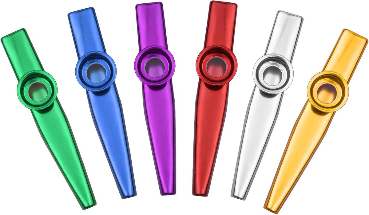 Aluminium Kazoo - Muziekinstrument Blaasinstrument - Muziek Maken Plezier - 6 Stuks Set - 12 cm Lichtgewicht - Diverse Kleuren