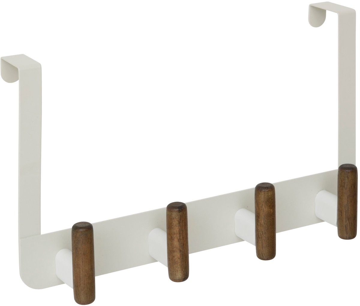 Deurkapstok stompe deur metaal/hout 4 haken Five® Cassie - Beige - Ophangen zonder boren