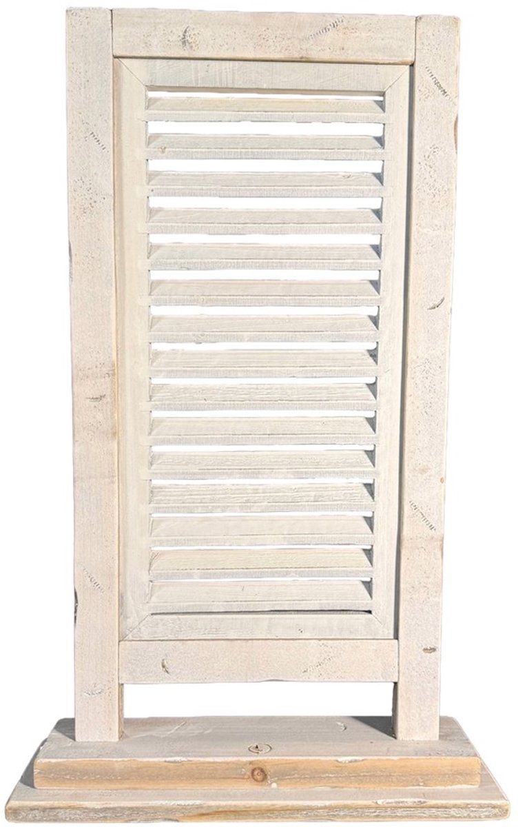 Raamscherm hout 71 cm – Houten shutter single oud wit | Raamluik vensterbank Ibiza White bohemien