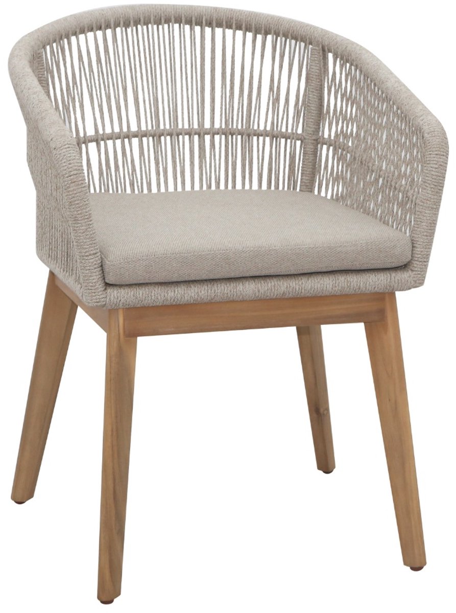 DÉJA Living Tuinstoel Lira - Taupe/Naturel - Touw/Acaciahout - Set van 2