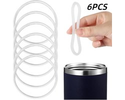 6 stuks-Afdichtring voor waterfles - siliconenrubber - afdichtingsring voor bekerdeksel - accessoire voor waterfles - afdichtingsaccessoire - geschikt voor Contigo 16/20oz waterfles - wit - 6,8 cm - binnendiameter 6,2 cm