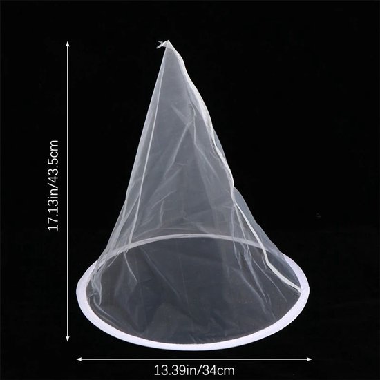 Honingzeef 120 mesh fijnmazig - Metalen verstevigingsrand - Filterdiepte 43 cm - Voor emmers en potten - 5 stuks - Mondiameter 33 cm — afbeelding 2