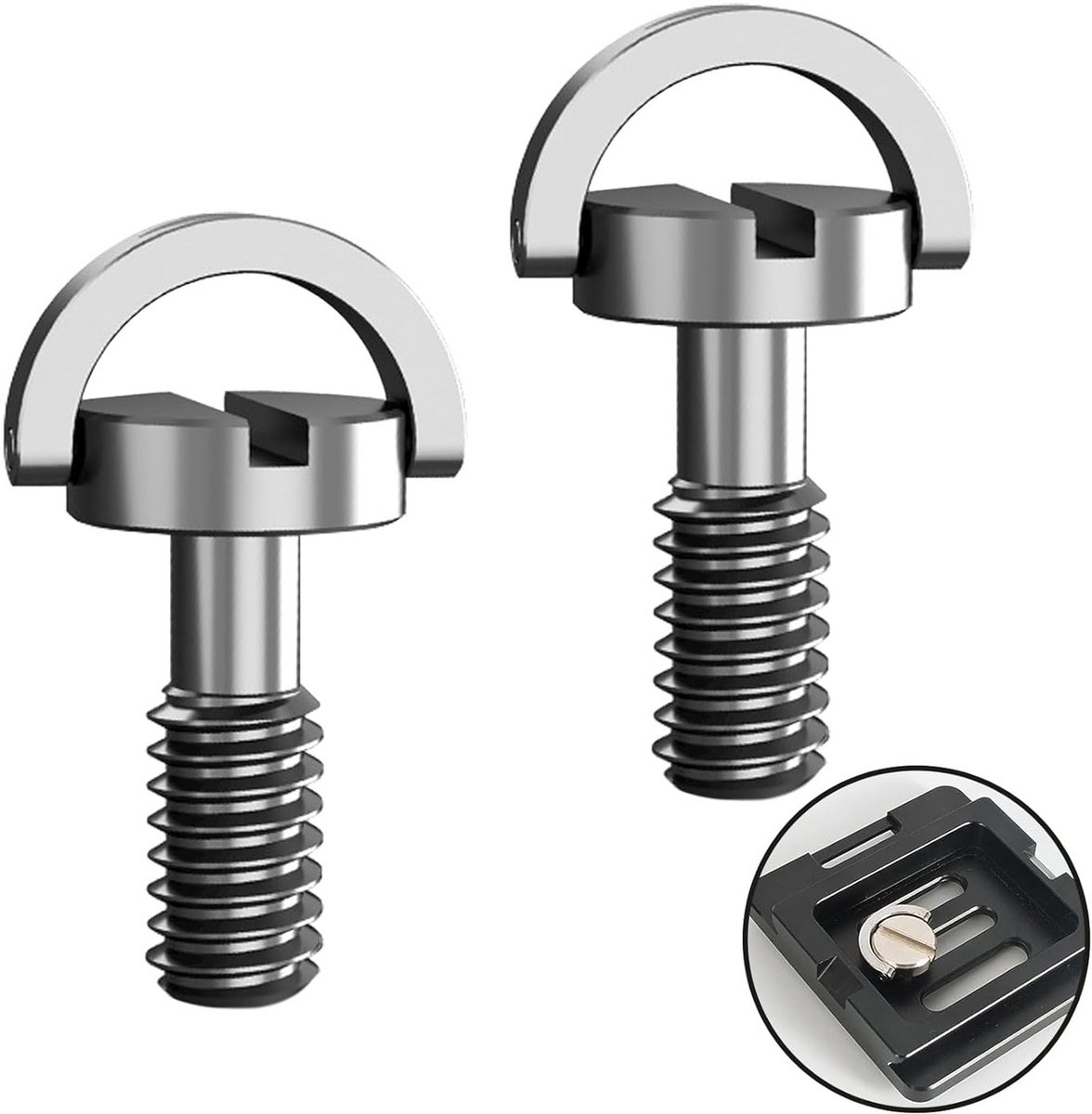 Camera Schroeven - D-ring Schroeven - Statief Bevestiging - Roestvrij Staal - 1/4 Inch - Zilver