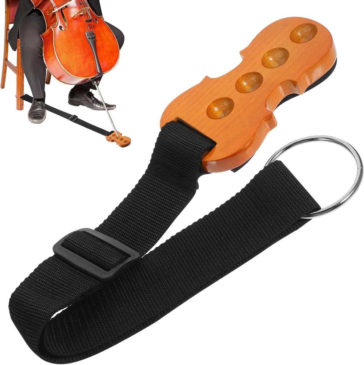 Cello Eindpin Houder - Antislip Basis - Stabiel Spelen - Massief Esdoornhout - 4 Gaten
