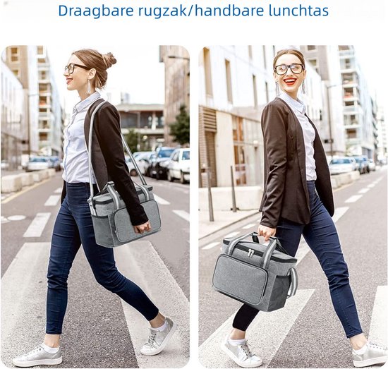 Koeltas 15L geïsoleerde lunchtas, kleine koeltassen voor onderweg, kantoor, werk, picknick, reis, strand, auto, grijs van KOEL — afbeelding 4