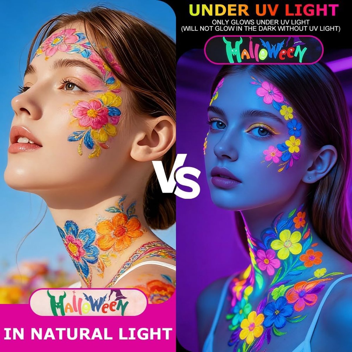 UV Schminkstiften Set - 18 Kleuren - Neon Face & Body Paint Markers - Blacklight Reactief - Waterbasis & Afwasbaar - Festival & Carnaval — afbeelding 3