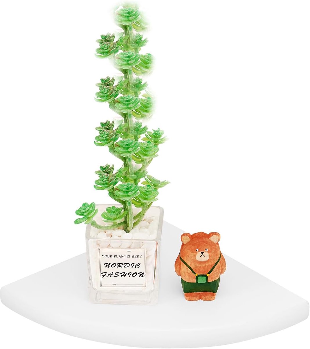 Hangend hoekrek - Zwevend wandrek - Decoratie opbergen - Massief eikenhout - 35 cm breed - Wit