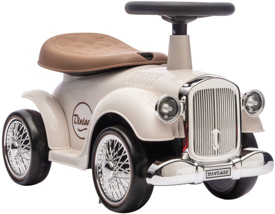 Eco Toys - Retro Loopauto - Wit - Met Claxon & Opbergruimte - Lekvrije EVA Banden - Vanaf 18 Maanden - Max. 25 kg