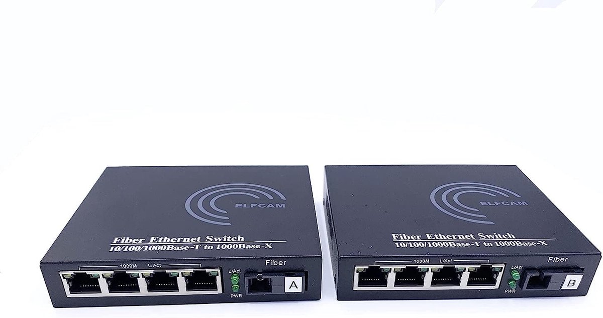 Ethernet Converters - Netwerk Adapters - Netwerk Uitbreiding - 20KM Bereik - 4 RJ45 Poorten