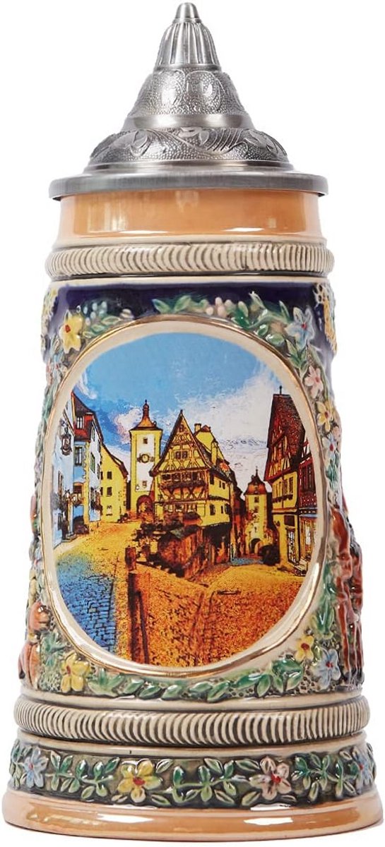 Bier Mok - Duitse Tankard - Bier Drinken - Gedetailleerd Reliëf - 06 Liter - Glanzend