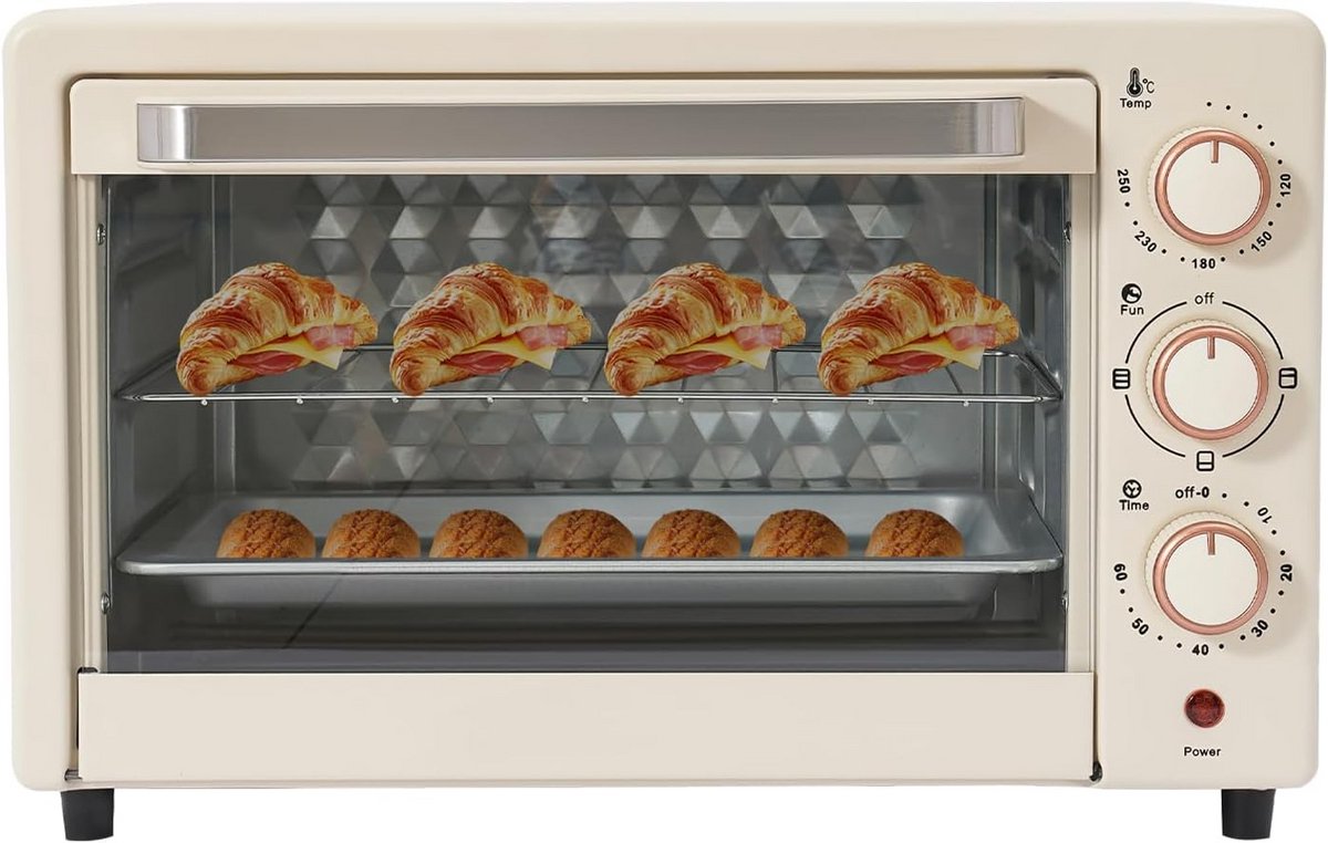 Mini Oven - Aanrecht Oven - Bakken en Braden - 60 Min Timer - 22 Liter Capaciteit - Wit
