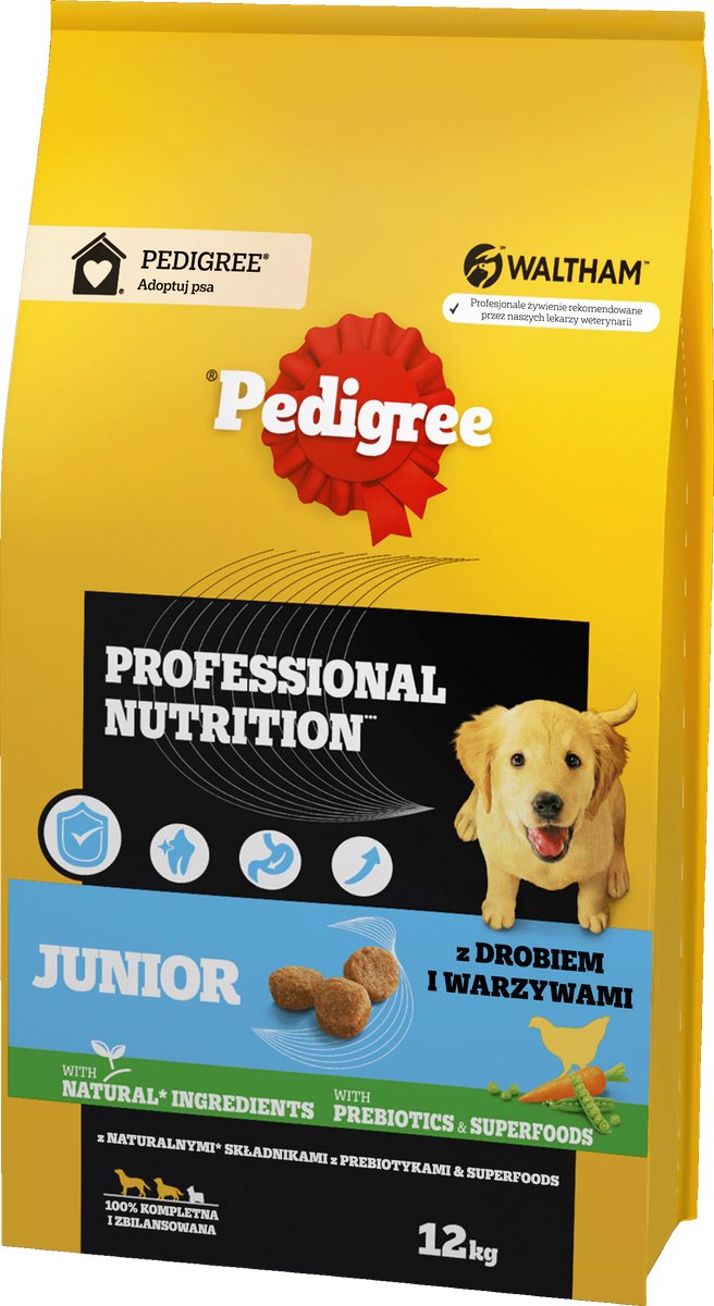 Pedigree PEDIGREE® Junior Professional Nutrition - Droogvoer met Kip & Groenten - Voor Middelgrote en Grote Puppies - 12 kg
