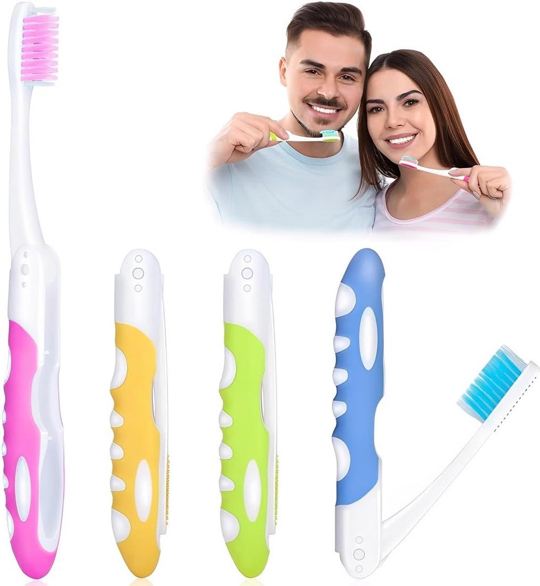 Reistandenborstel Set - Opvouwbare Borstel - Hygiënisch Onderweg - Compact Ontwerp - 4 Delig
