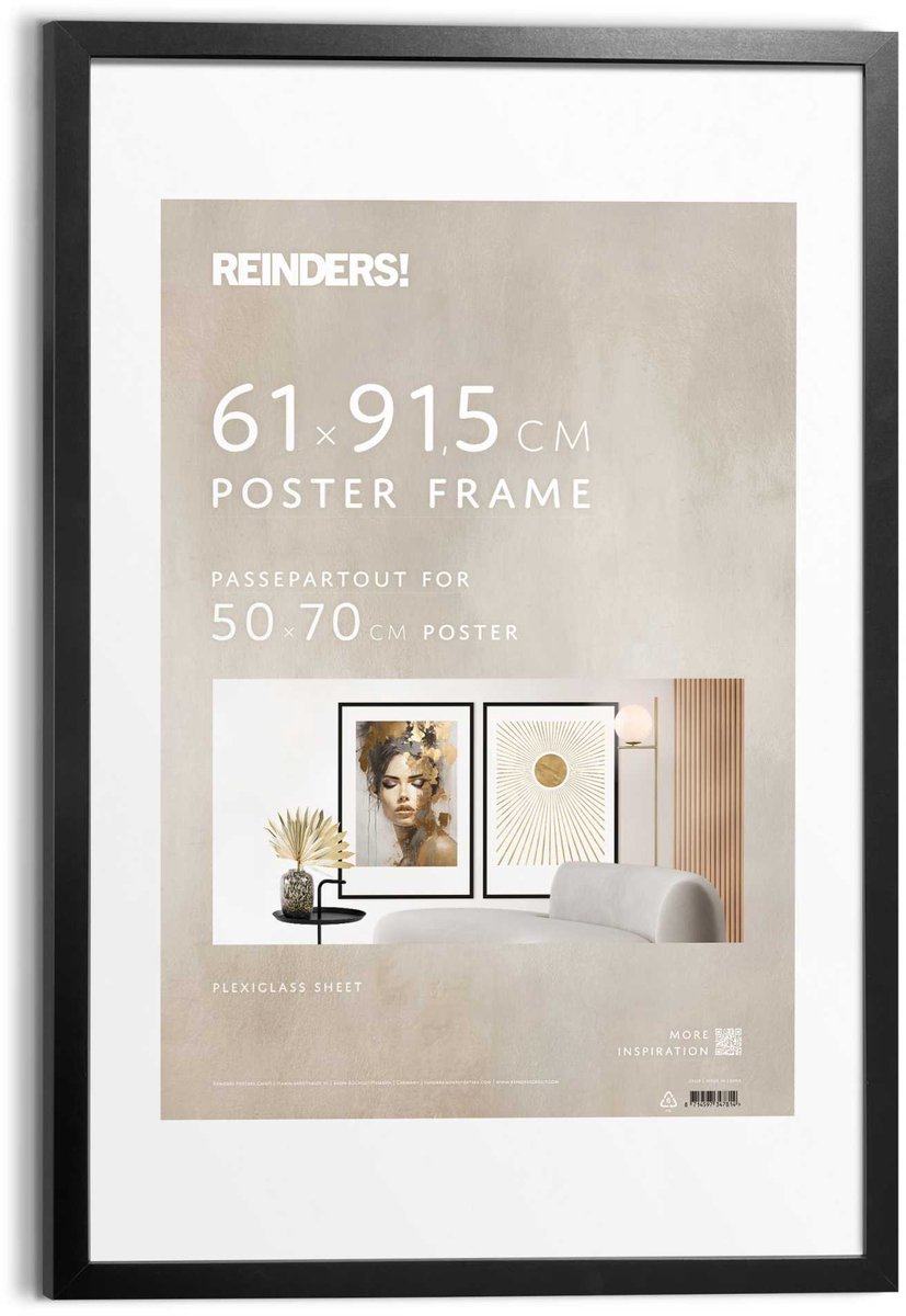 Wissellijst hout Poster 61x91,5 of 50x70 Zwart Hout - REINDERS