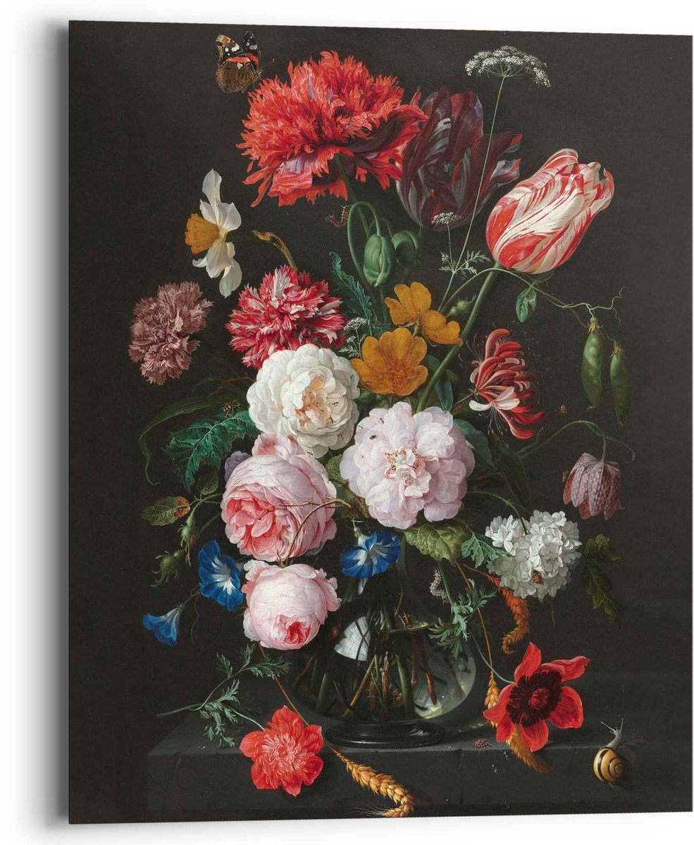 REINDERS Schilderij De Heem Stilleven met bloemen - 50 x 40 - Hout - REINDERS