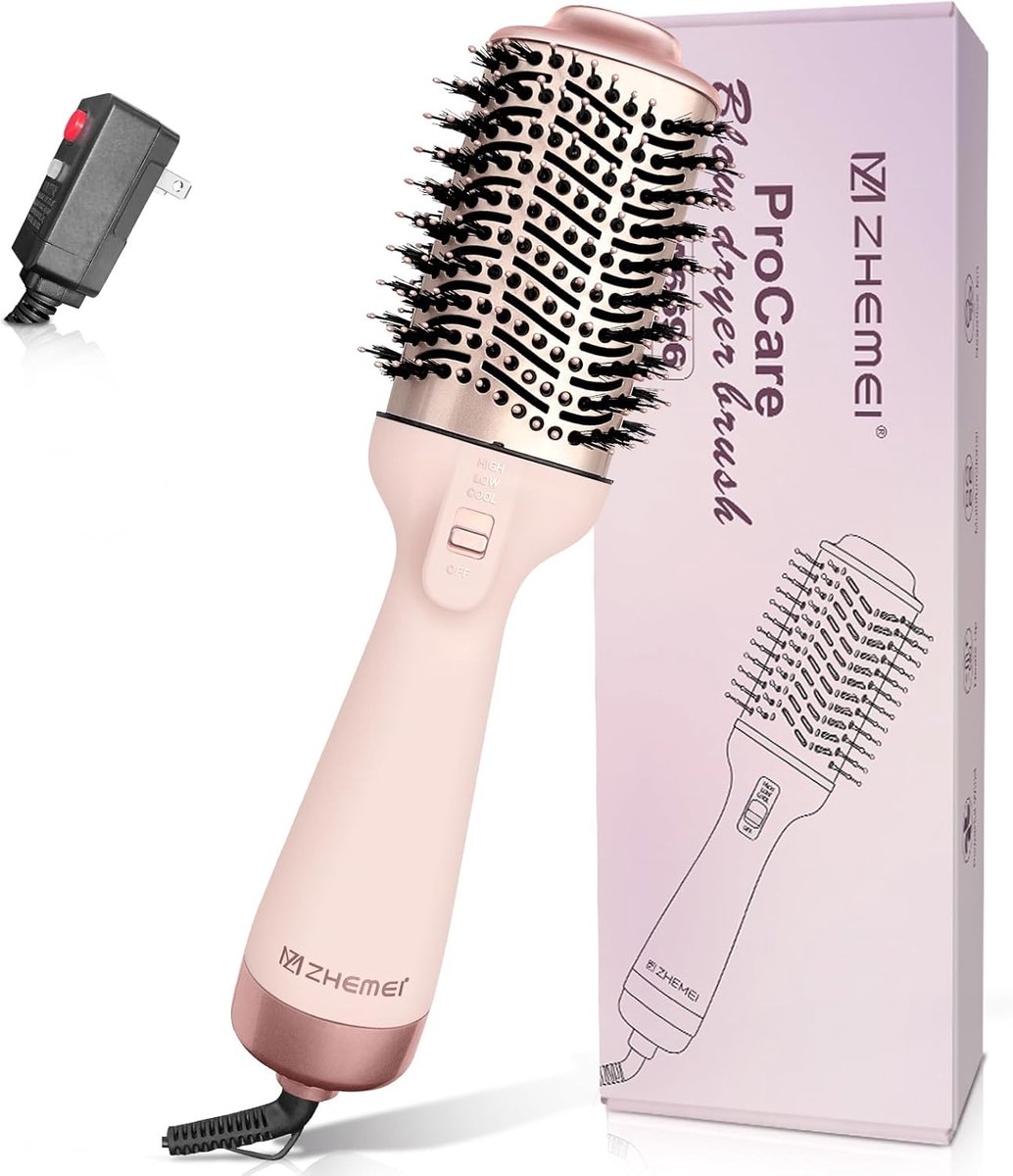 Hete Lucht Borstel - Haardroger Styler - Stijlvol Haar Maken - Anti-kroes Effect - 1300W Vermogen - Rosé Goud