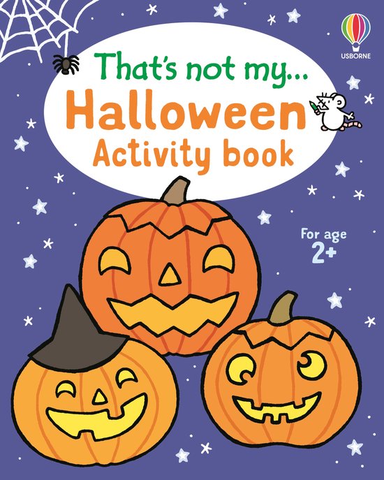 Boekomslag met drie pompoenen en de titel 'That's not my... Halloween Activity Book'.