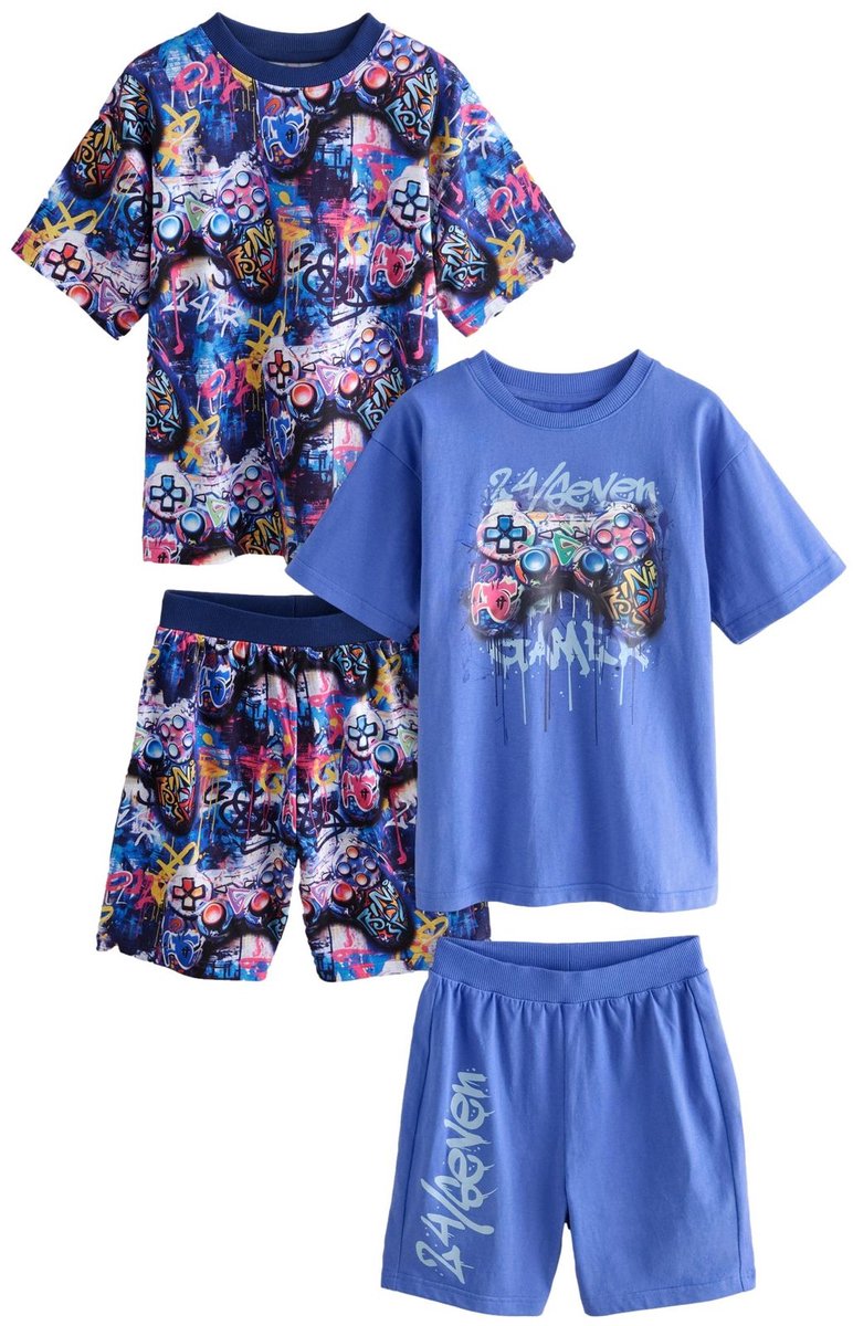 Next - Jongens - Set van 2 korte pyjama's - Blauw