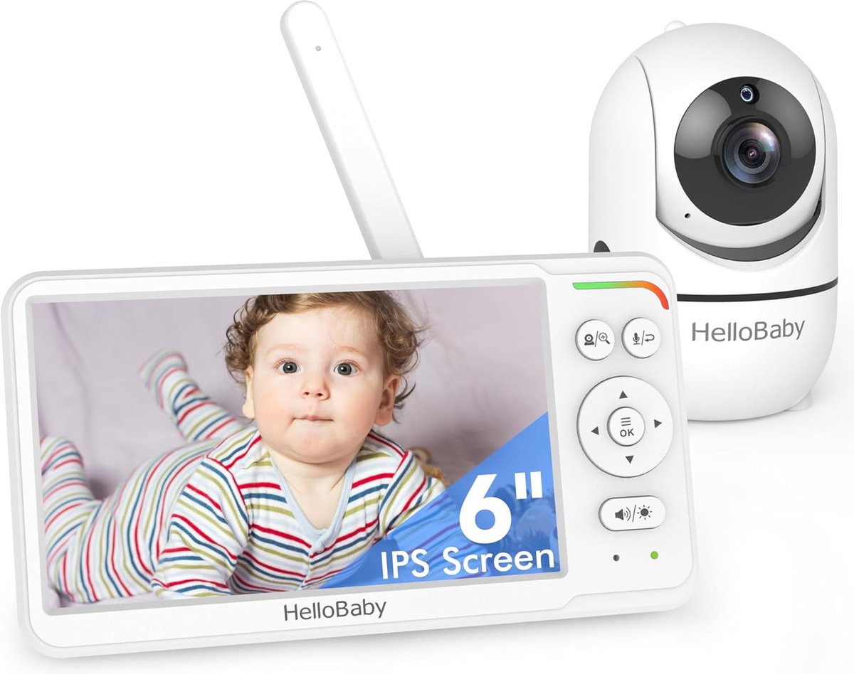 Video Baby Monitor - Ouder Camera Systeem - Kind Bewaking - Geen Wifi Nodig - 6 Inch Scherm - Wit