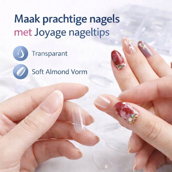 Joyage Nail Pointes Transparent Oval - 500 pièces - Nail tips transparents - Nail tips pour ongles en gel - Nail tips acrylique - Nail tips transparents - Ongles transparents - Faux ongles clairs - Faux ongles - Faux ongles ongles