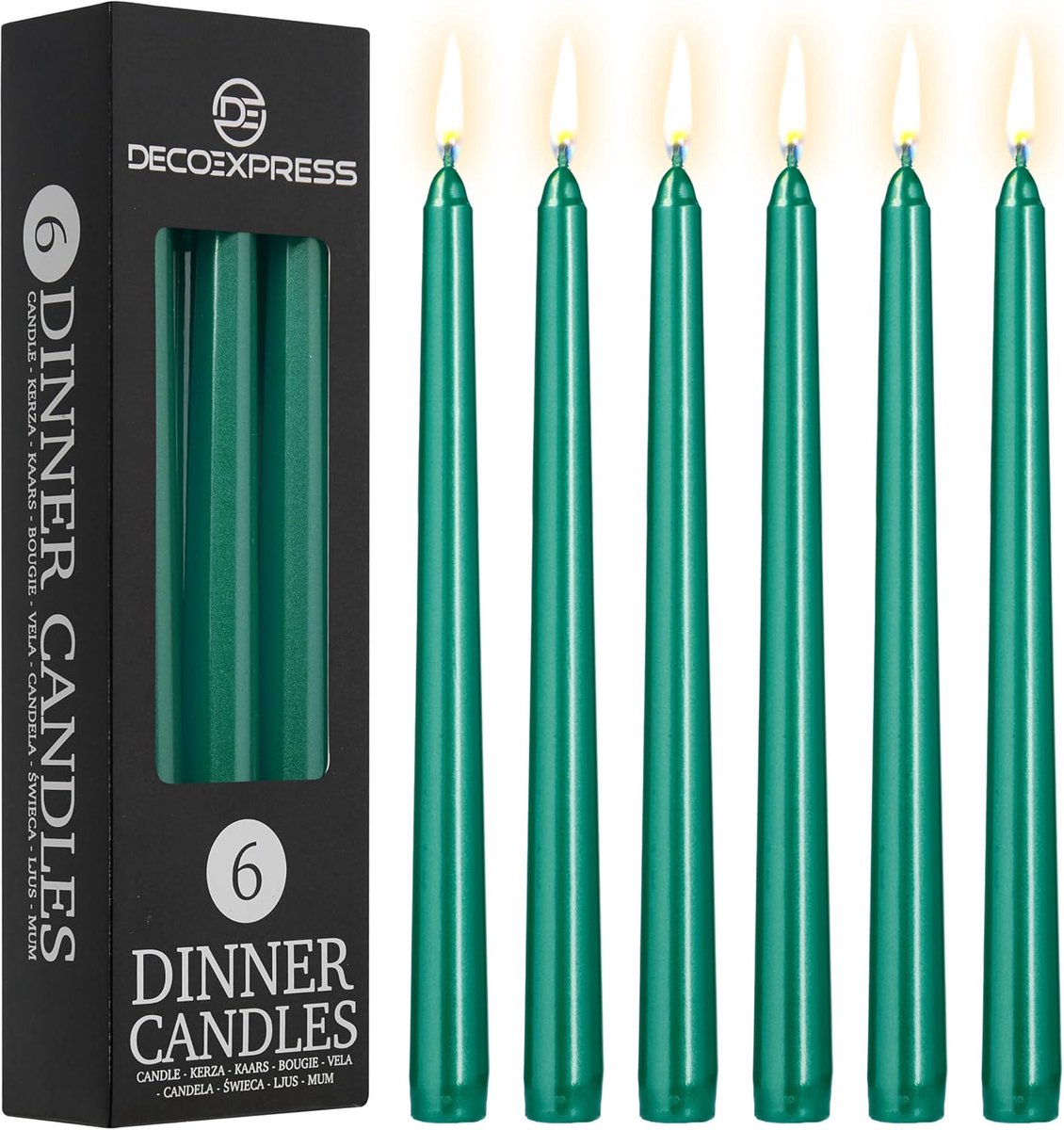Set van 6 Klassieke Kegelkaarsen Metallic Niet-geurende Dinerkaarsen met 8 Uur Brandtijd