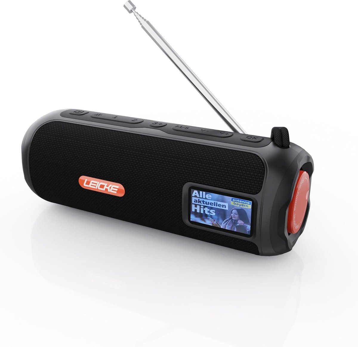 Draagbare DAB+ Radio met Bluetooth Speaker, 10W Stereo, Oplaadbare Batterij en RGB Verlichting