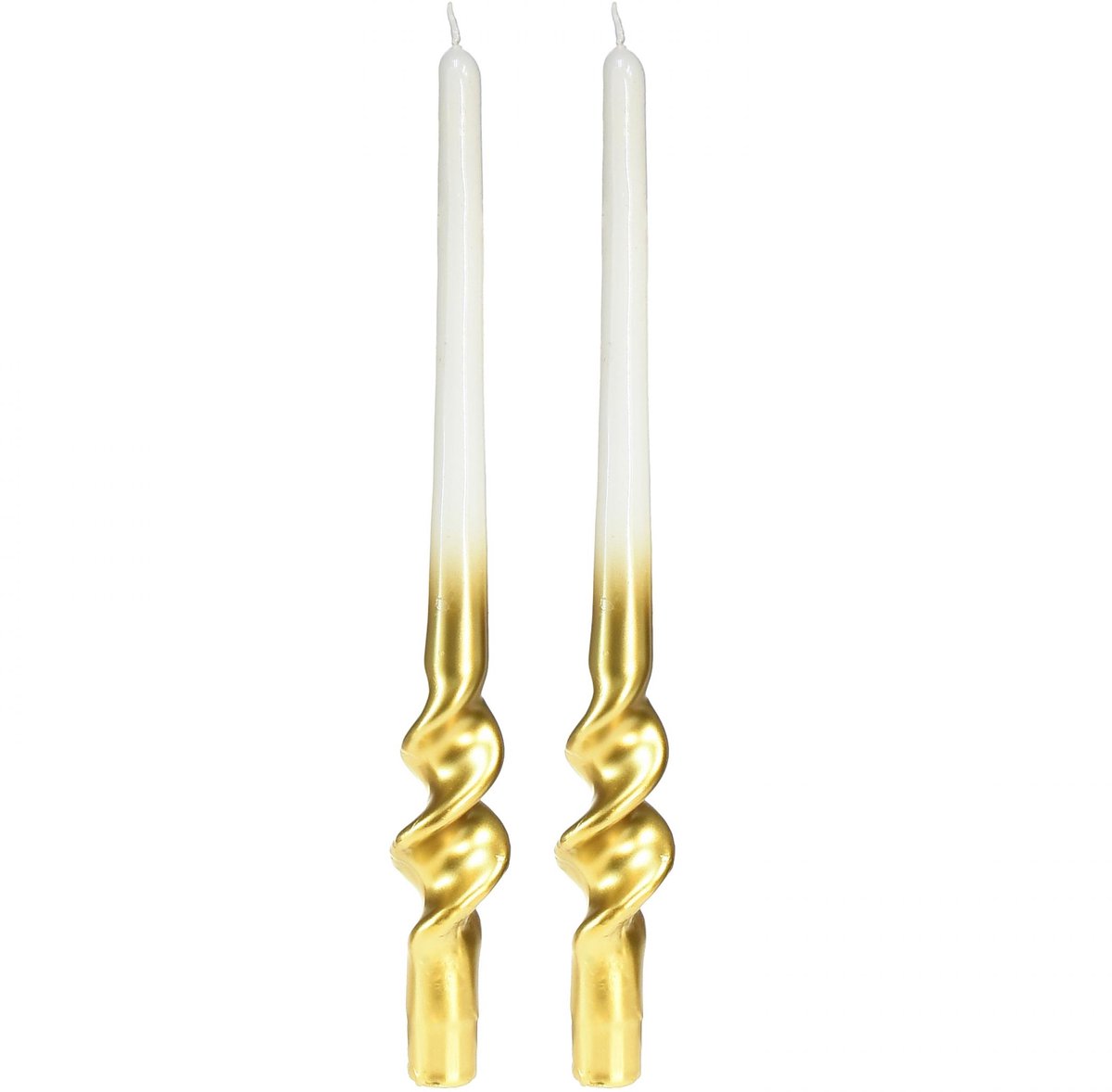 Gedraaide kaarsen witgouden spiraalkaarsen Ø2cm H30cm 2 st, 2 Stück