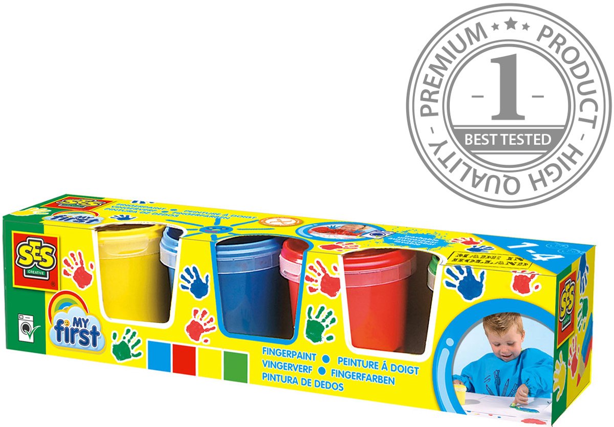 SES Creative - My First - Vingerverf - 4 kleuren – mengbaar – glutenvrij - makkelijk uitwasbaar - Verven voor de allerkleinsten – 4x145ml - Vanaf 1 jaar — afbeelding 4