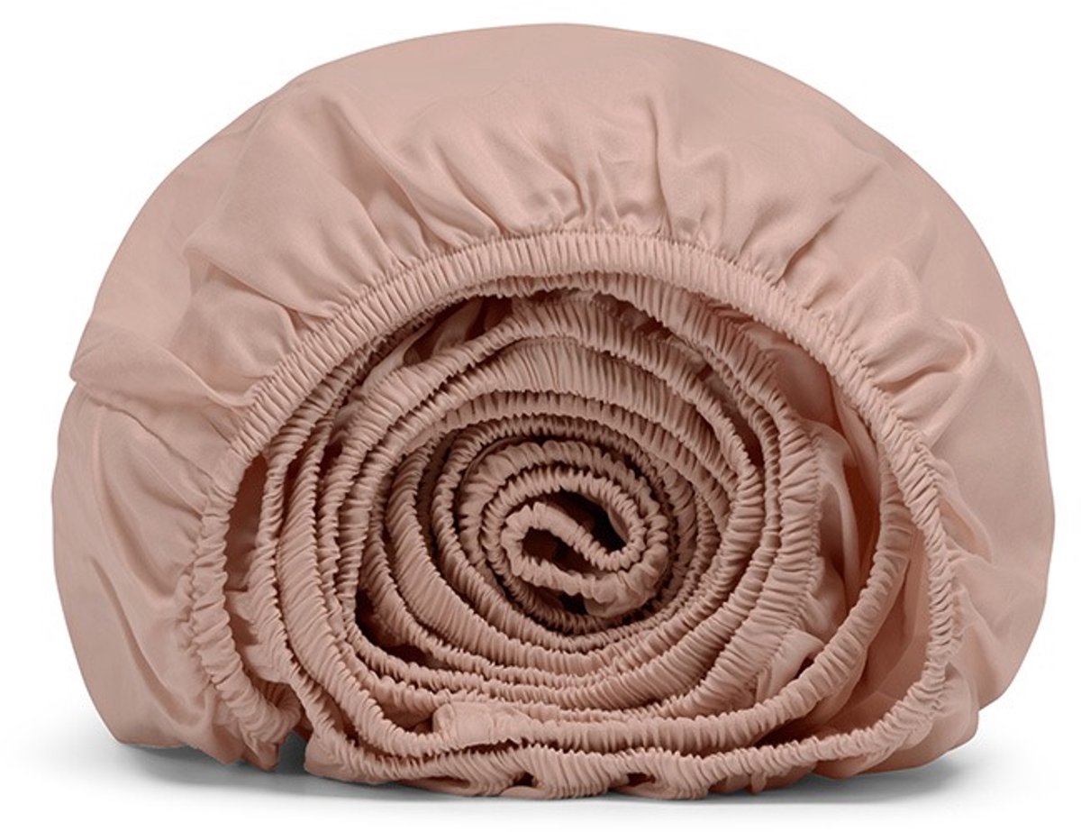 Yumeko hoeslaken katoensatijn cosmea roze 90x200x30 - Bio, eco & fairtrade Cosmea Pink
