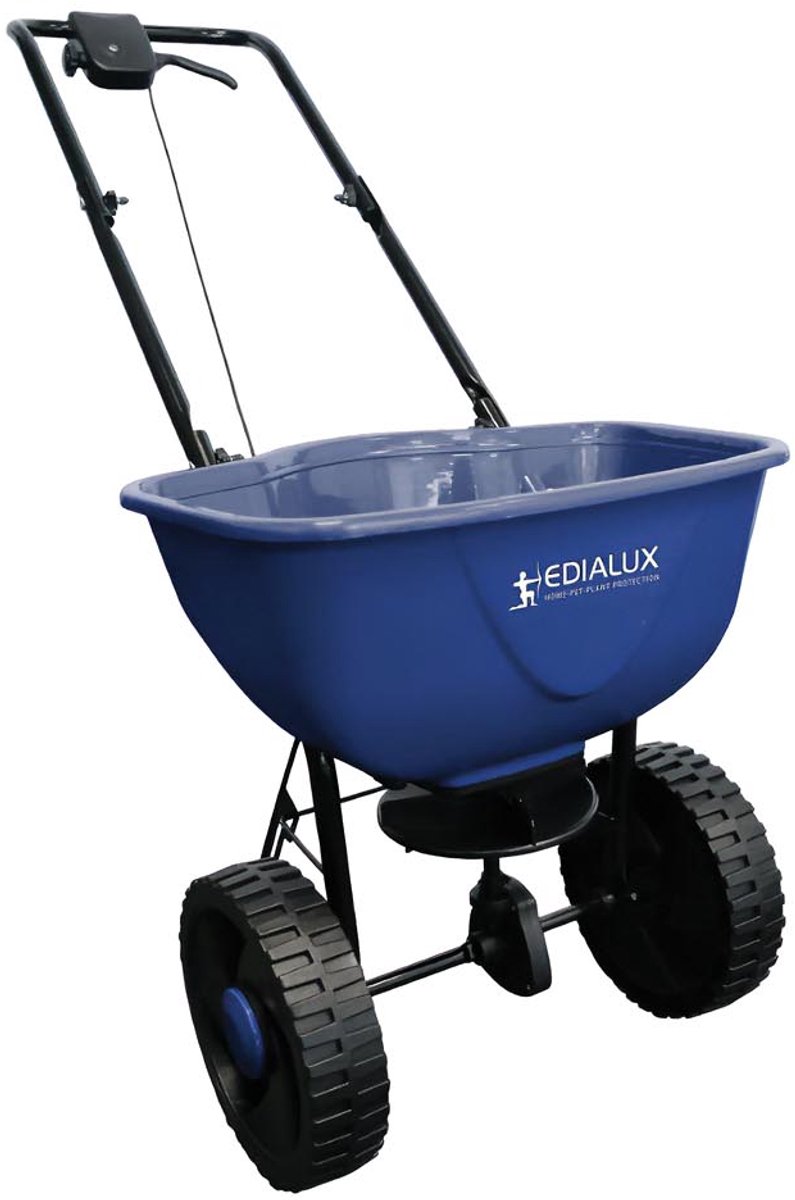 Edialux Meststofstrooier 15 L, handmatige fertilizer spreader voor gazon, tuin en oprit, instelbare dosering voor meststoffen, zaden en strooizout, gelijkmatige verdeling