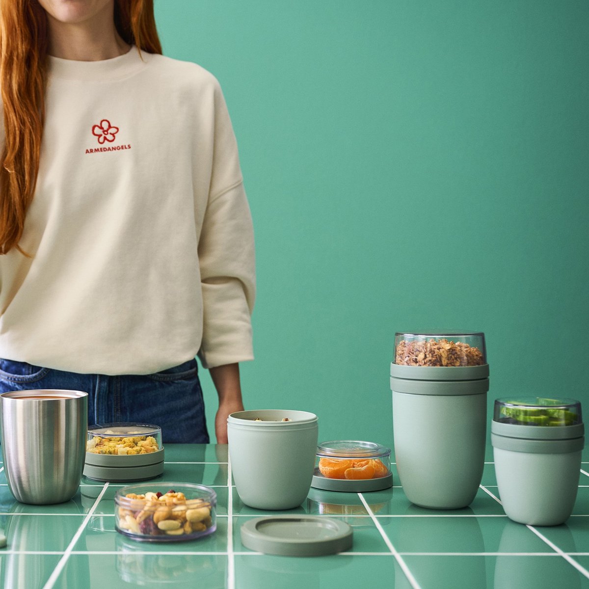 Mepal Lunchpot xl Ellipse - 750 + 300 ml - Yoghurtbeker en Muesli beker to go - Geschikt voor vriezer, magnetron en vaatwasser - Vivid blue — afbeelding 6