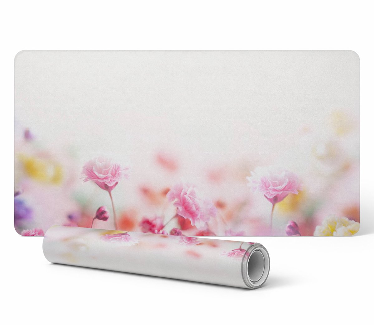 Decoratieve laptopmat met pastelkleurige weidebloemen, 100x50 cm