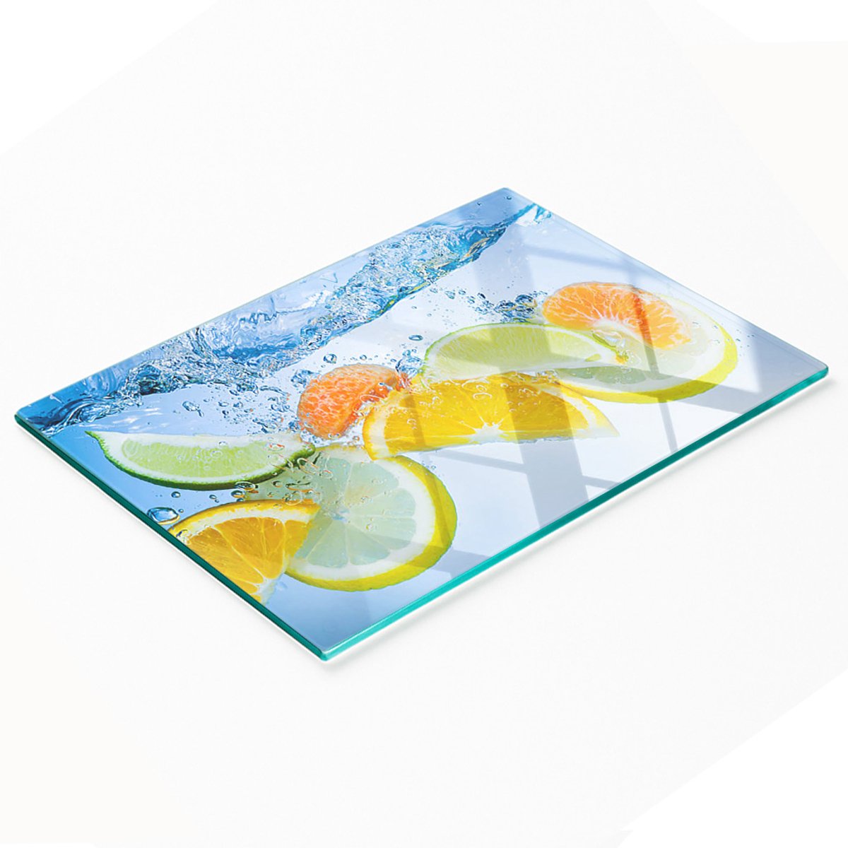 Decoratieve glazen serveerplank voor snacks, citrusvruchten en water, 80x52 cm