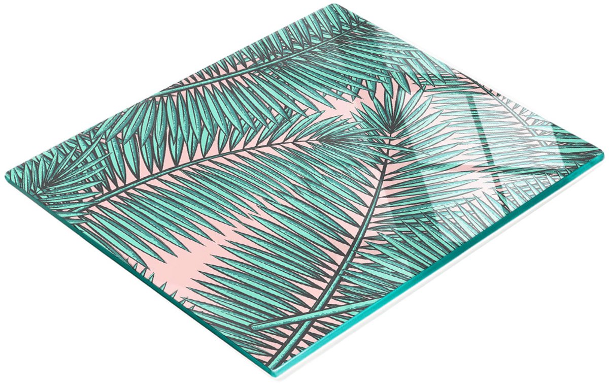 Gehard multifunctioneel decoratief bord van glas met palmbladeren, 60x52 cm