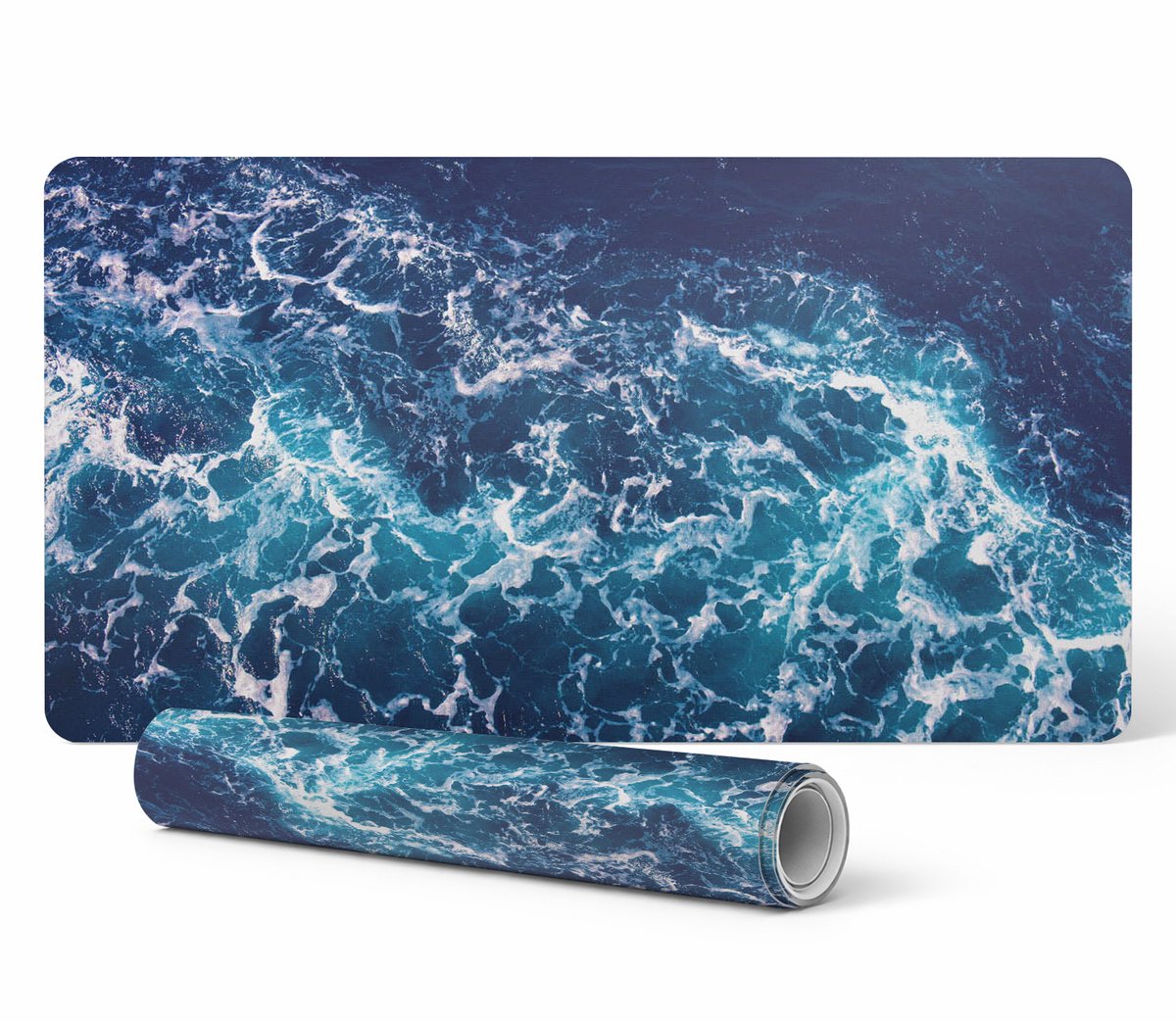 Designer laptop beschermmat met zeegolvenmotief, 120x60 cm