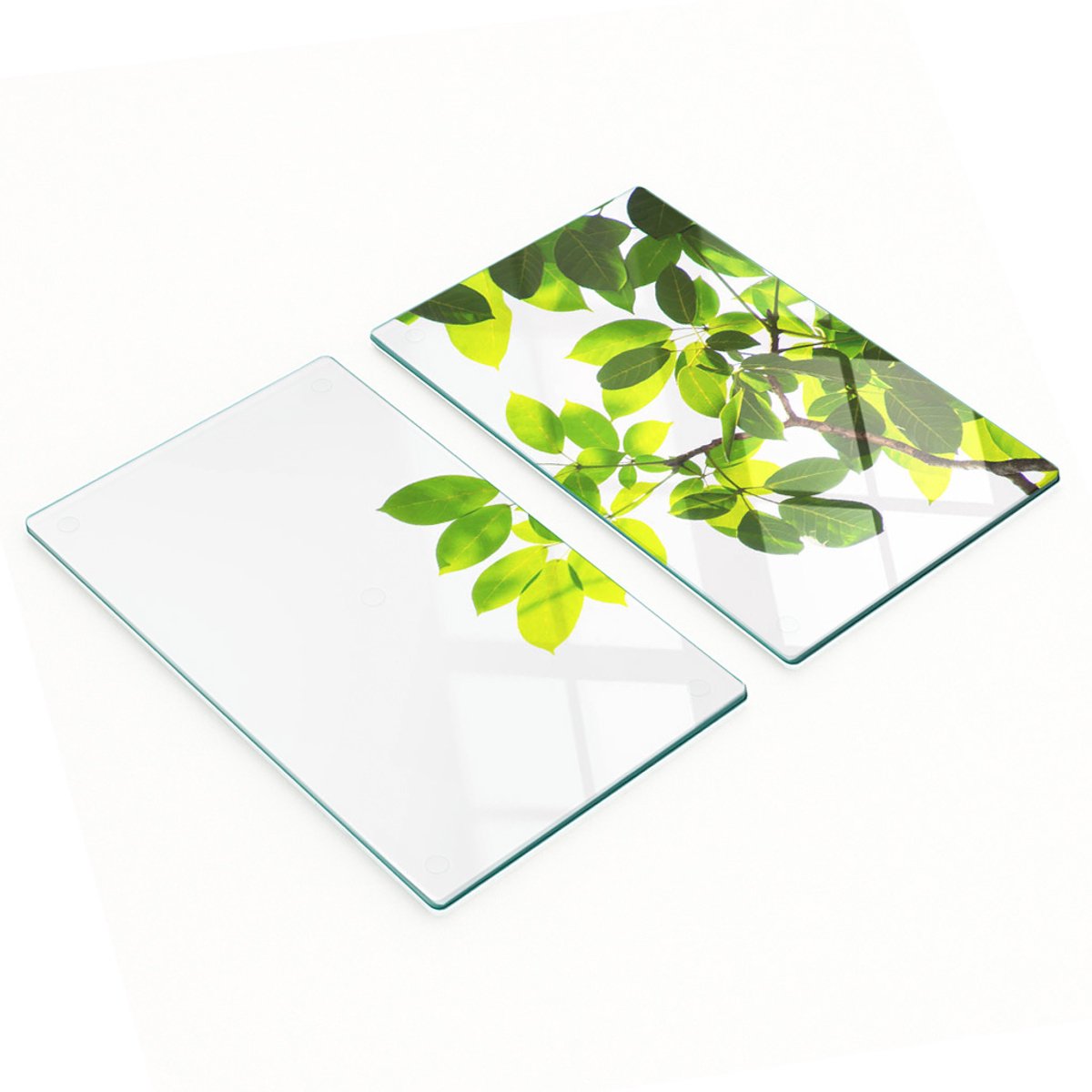 Keukenplanken van gehard glas met afbeeldingen, 2 stuks, bladeren, 2x30x52 cm