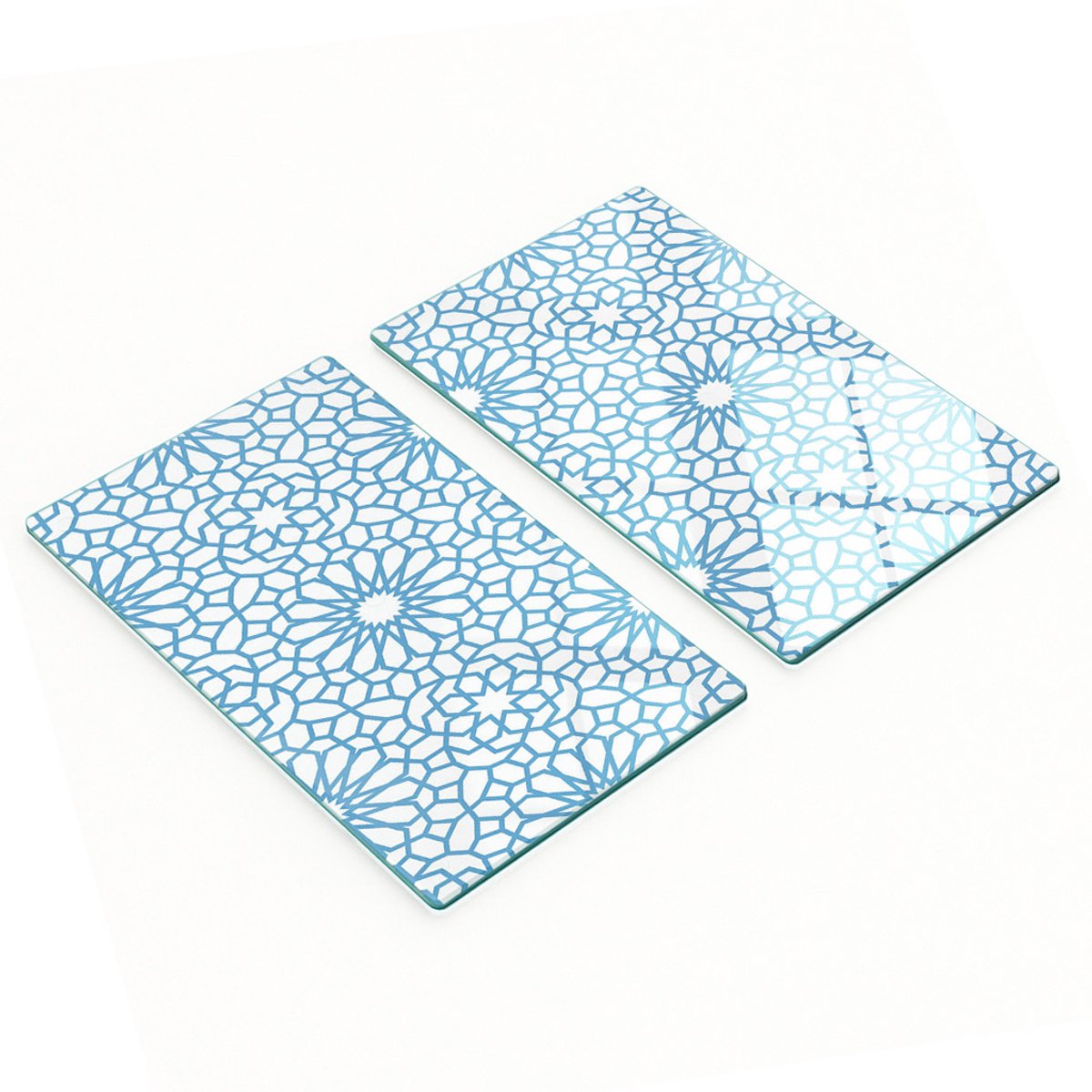 Keukenplanken van gehard glas met grafisch oosters patroon, 2x30x52 cm