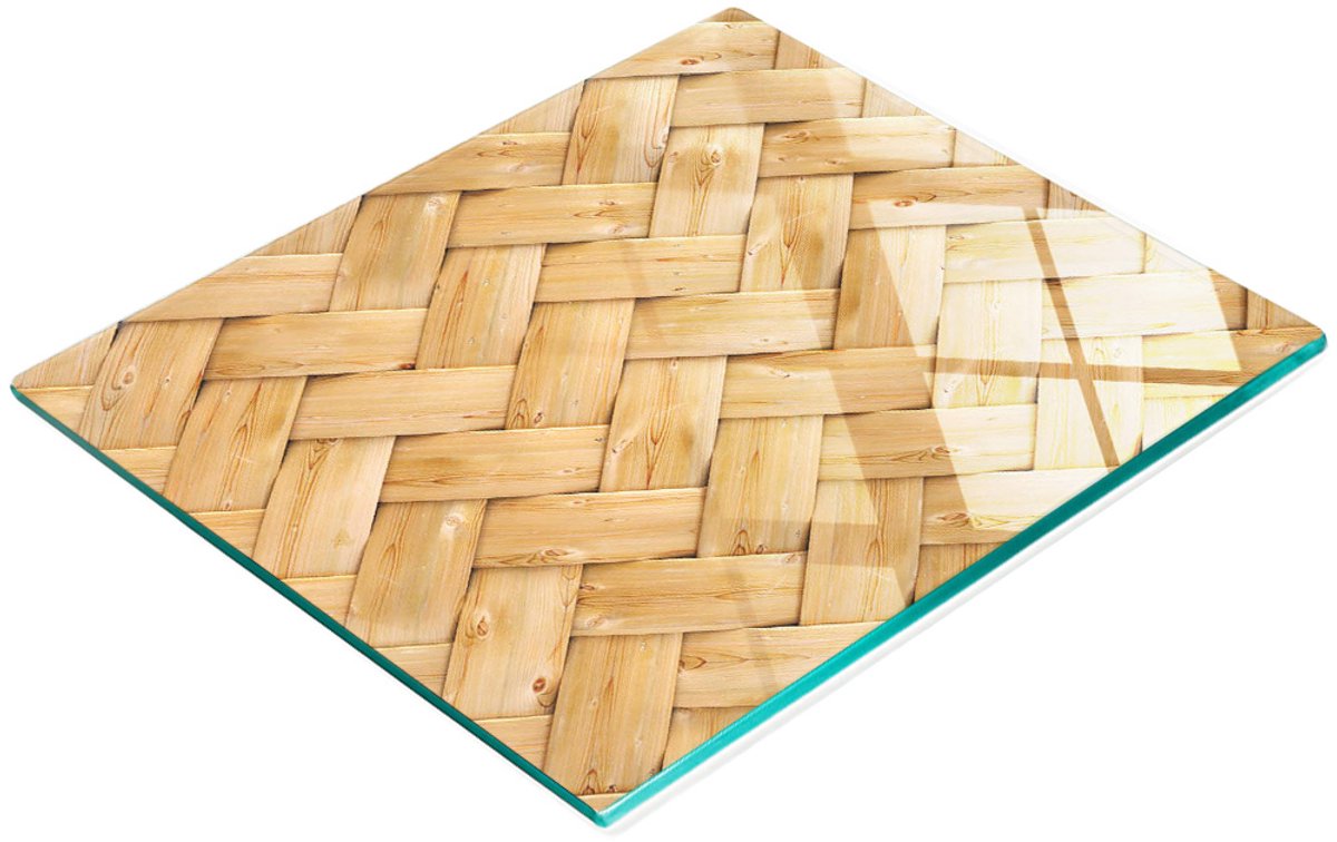 Keukenplank van gehard glas met decoratief rotanpatroon, 60x52 cm