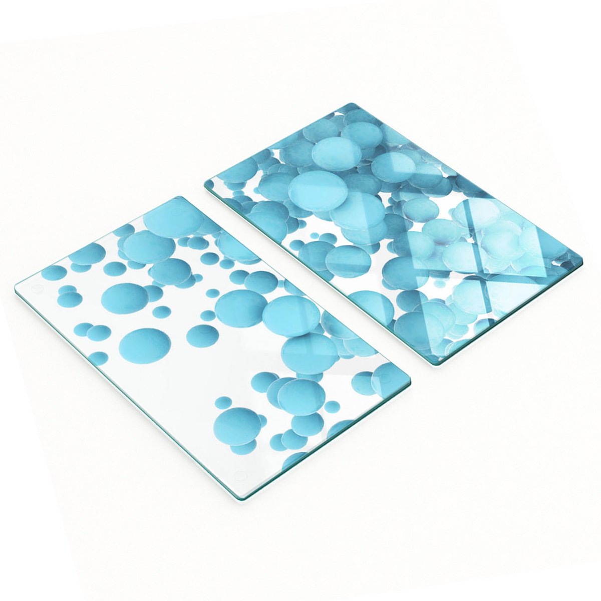 Decoratieve glazen snij- en serveerplanken met abstracte bollen, 2x30x52 cm