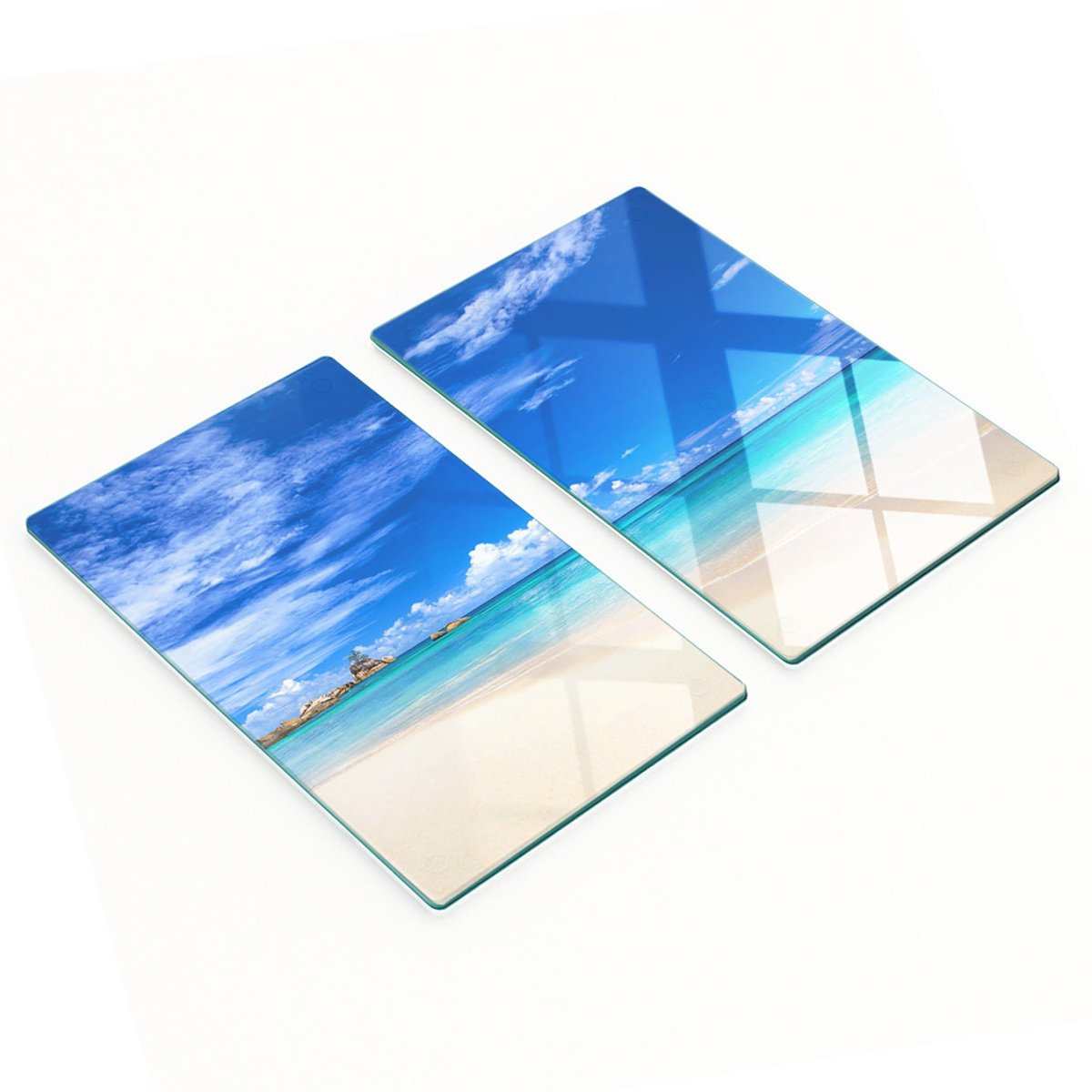 Keukenplanken van gehard glas met tropische strandafbeeldingen, 2x30x52 cm