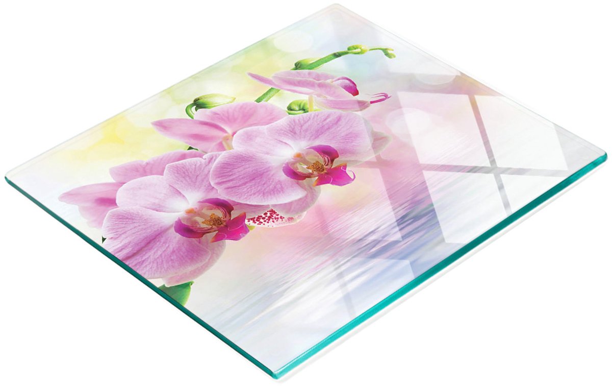 Multifunctionele decoratieve glazen snijplank voor de keuken, orchidee roze, 60x52 cm