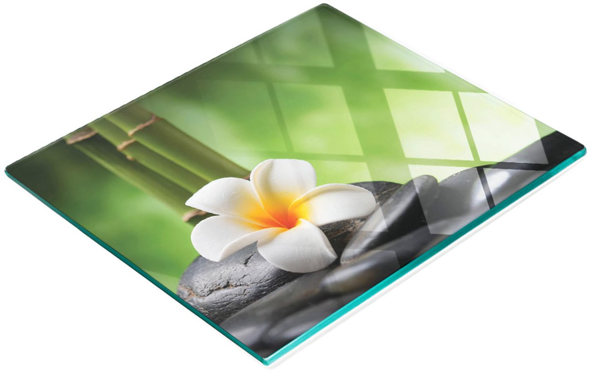 Glazen snijplank met decoratieve bloemen- en spa-afbeeldingen, 60x52 cm