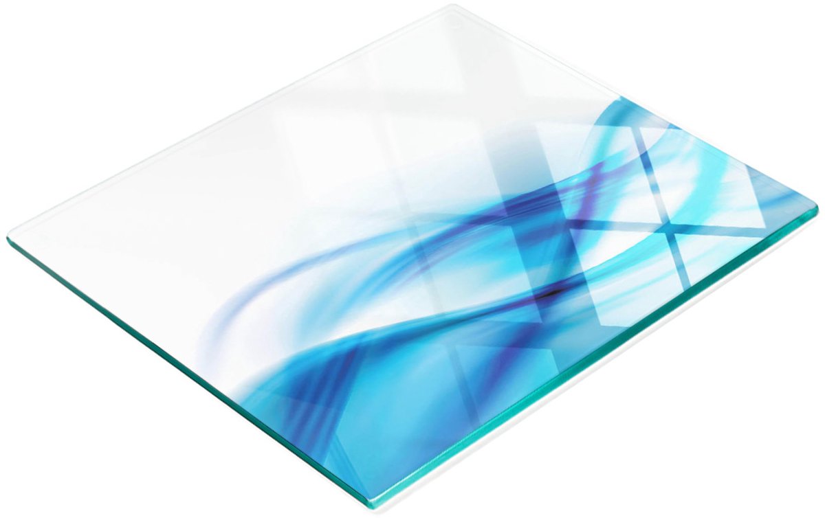 Multifunctioneel decoratief glazen paneel, blauwe abstracte afbeelding, 60x52 cm