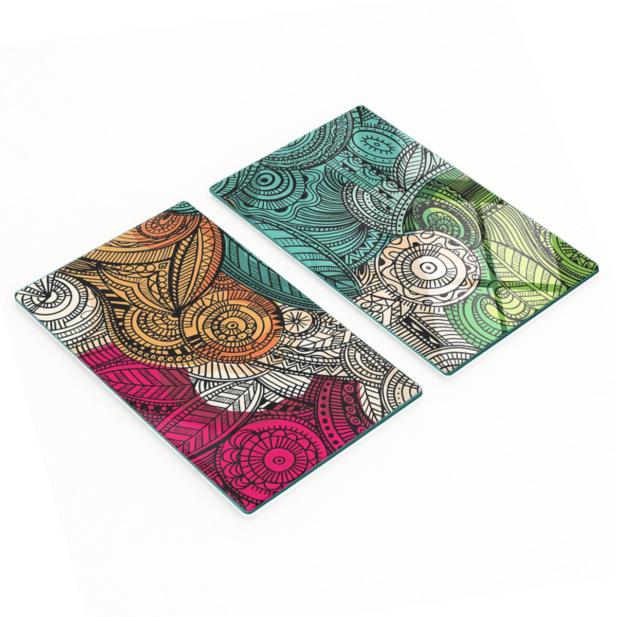 Stijlvolle en duurzame glazen borden met abstracte verenprint, 2x30x52 cm