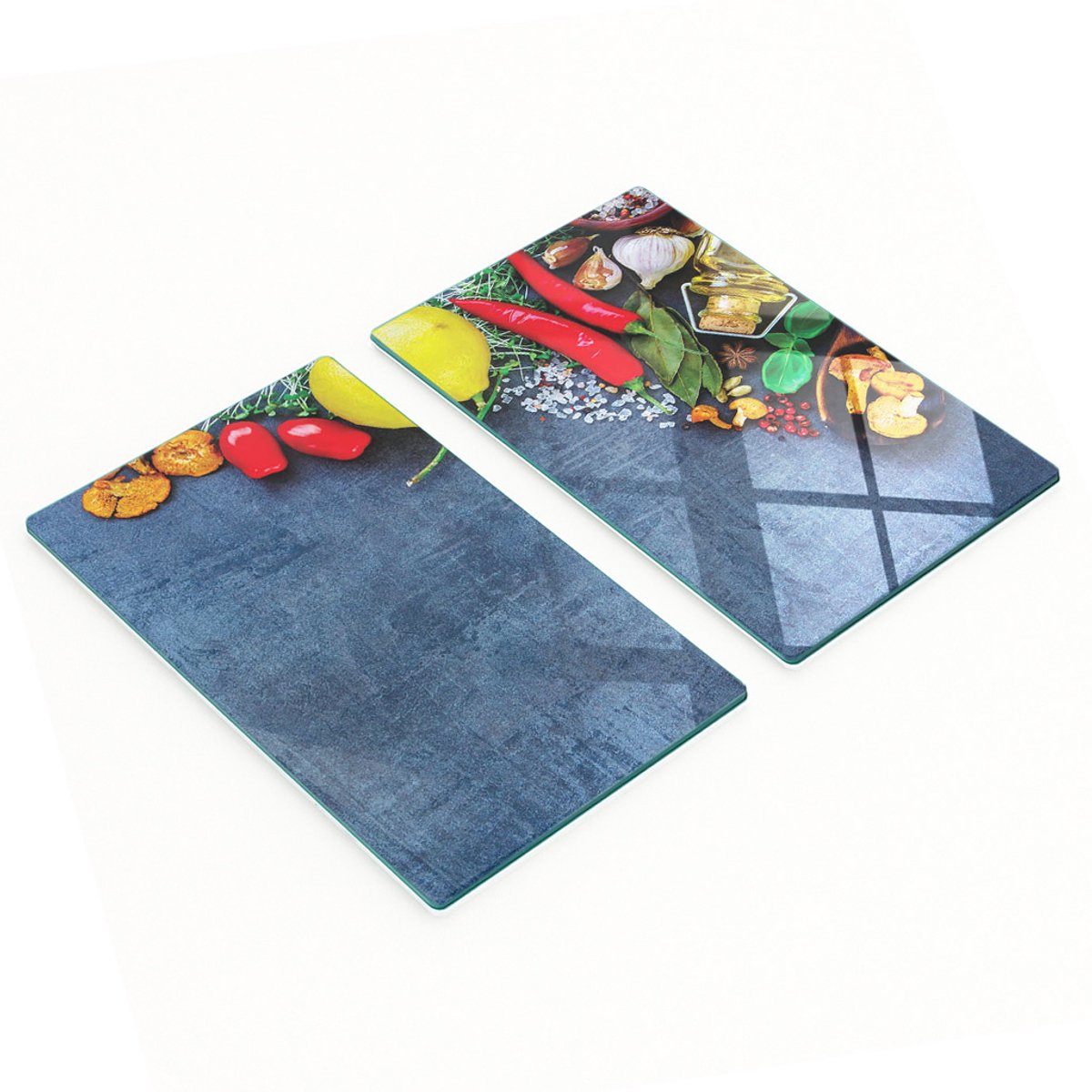 Keukenplanken van gehard glas met afbeeldingen van kruiden en specerijen, 2x30x52 cm
